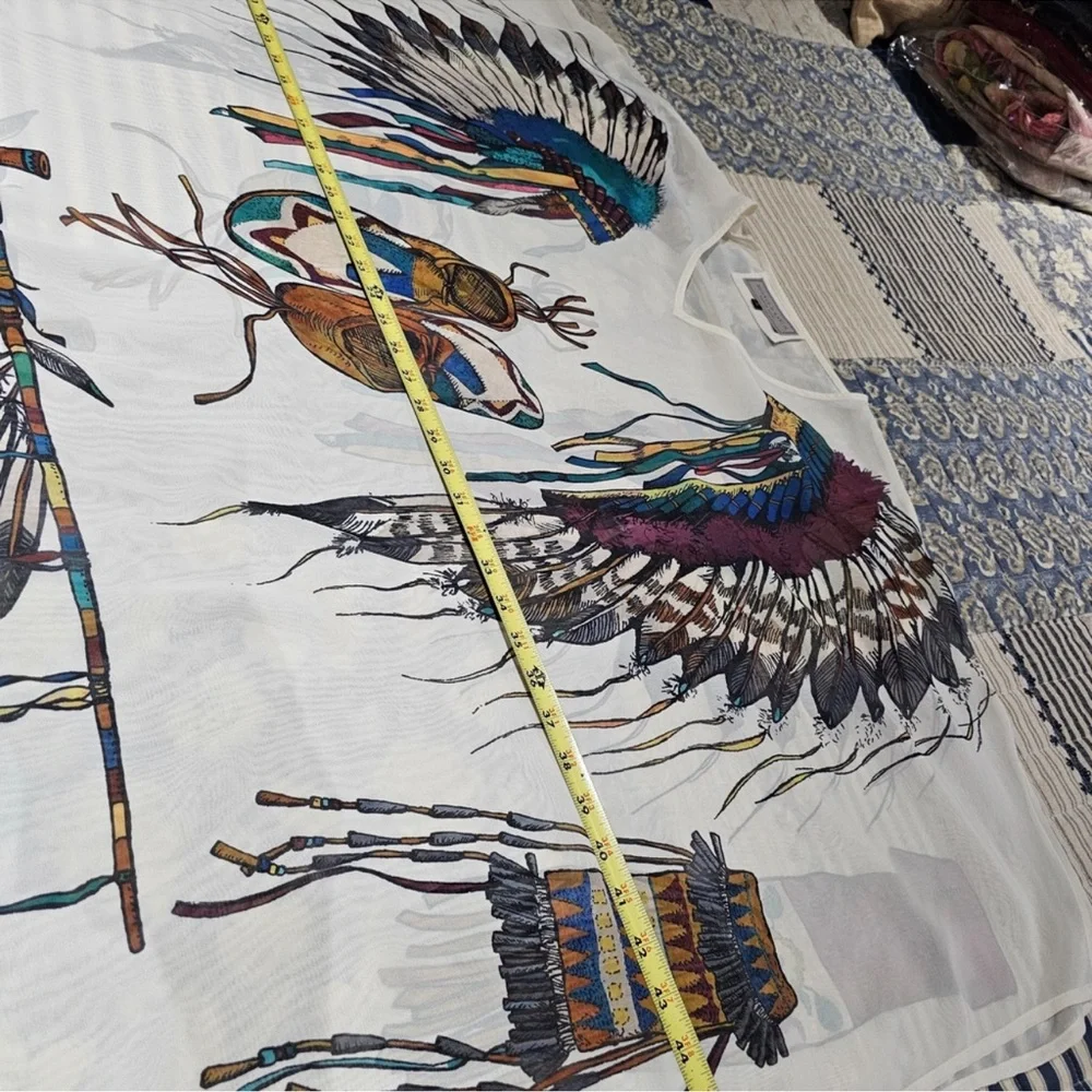 Double D Ranch Native American Kimono top Indian headdress moccasins tomahawk - Picture 6 of 7